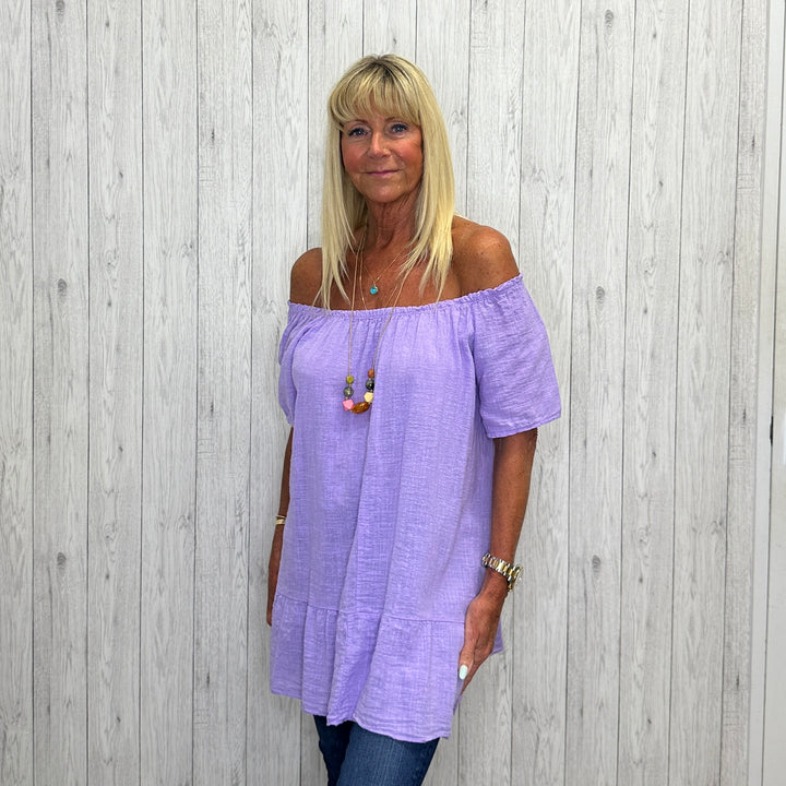 Freya Cotton Bardot Necklace Top Set Lilac - Sugarplum Boutique