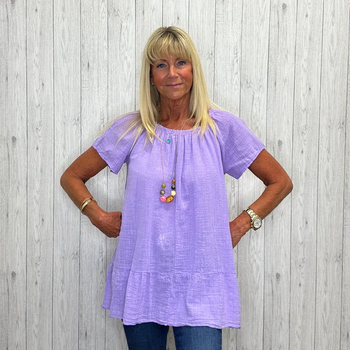 Freya Cotton Bardot Necklace Top Set Lilac - Sugarplum Boutique