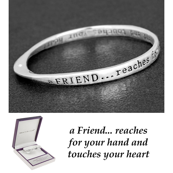 Friend Hand Heart Sentiment Message Bangle - Sugarplum Boutique