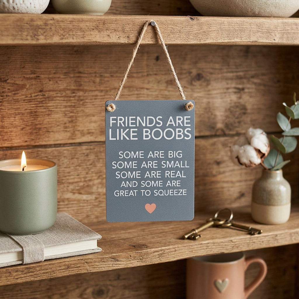 Friends Are Like Boobs Mini Metal Sign - Sugarplum Boutique