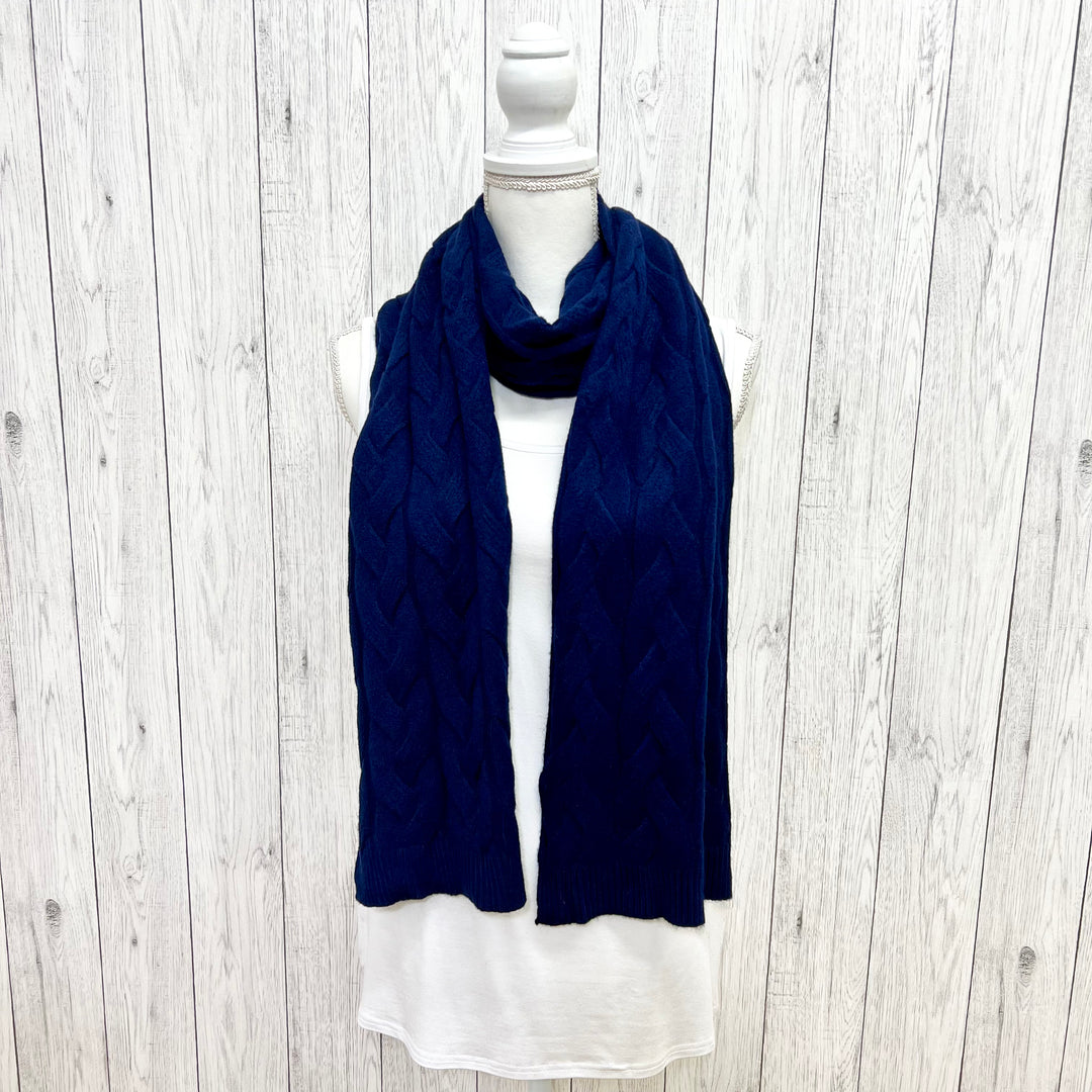 Cosmo Cable Knit Scarf Navy - Sugarplum Boutique