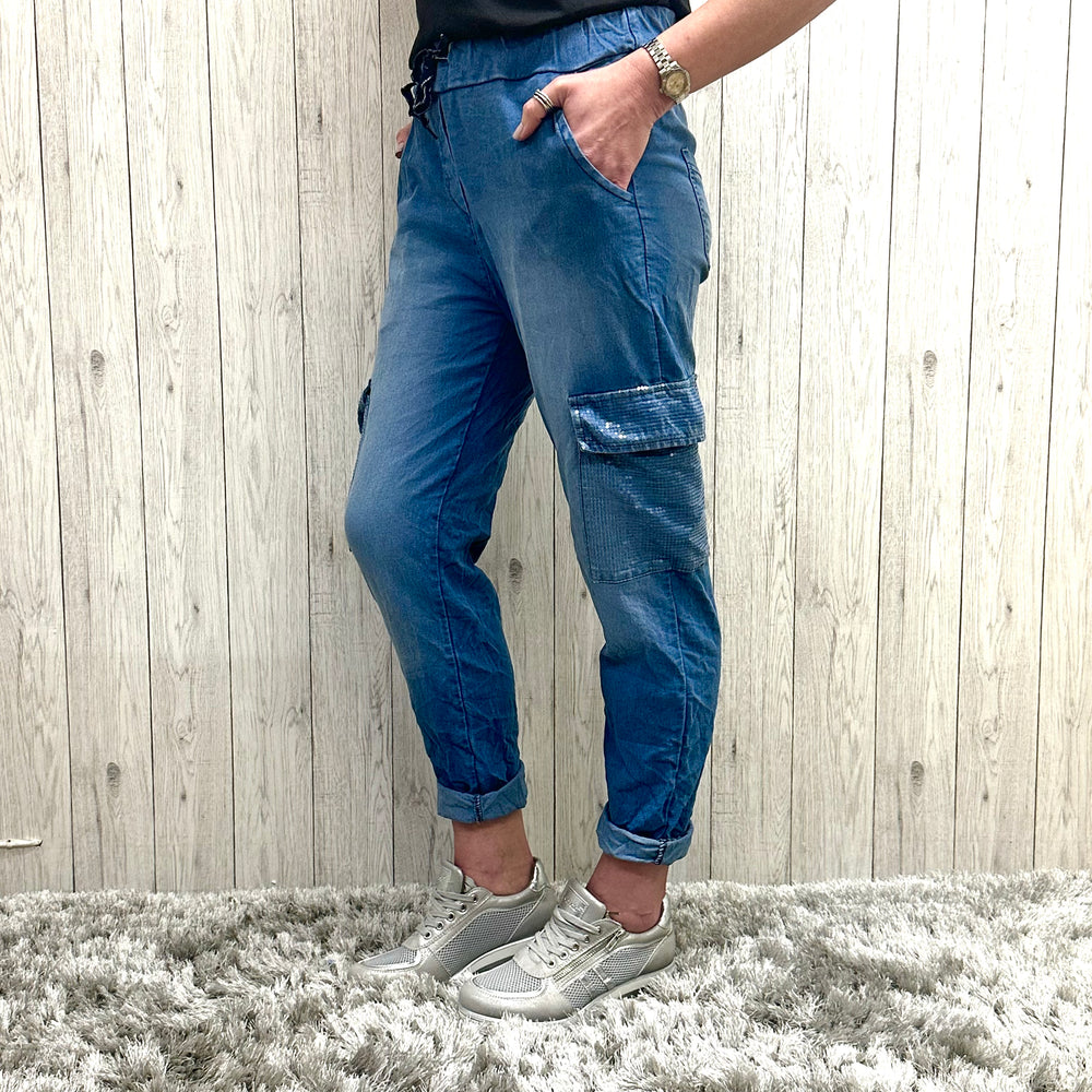 Sarah Sequin Pocket Jeans - Sugarplum Boutique