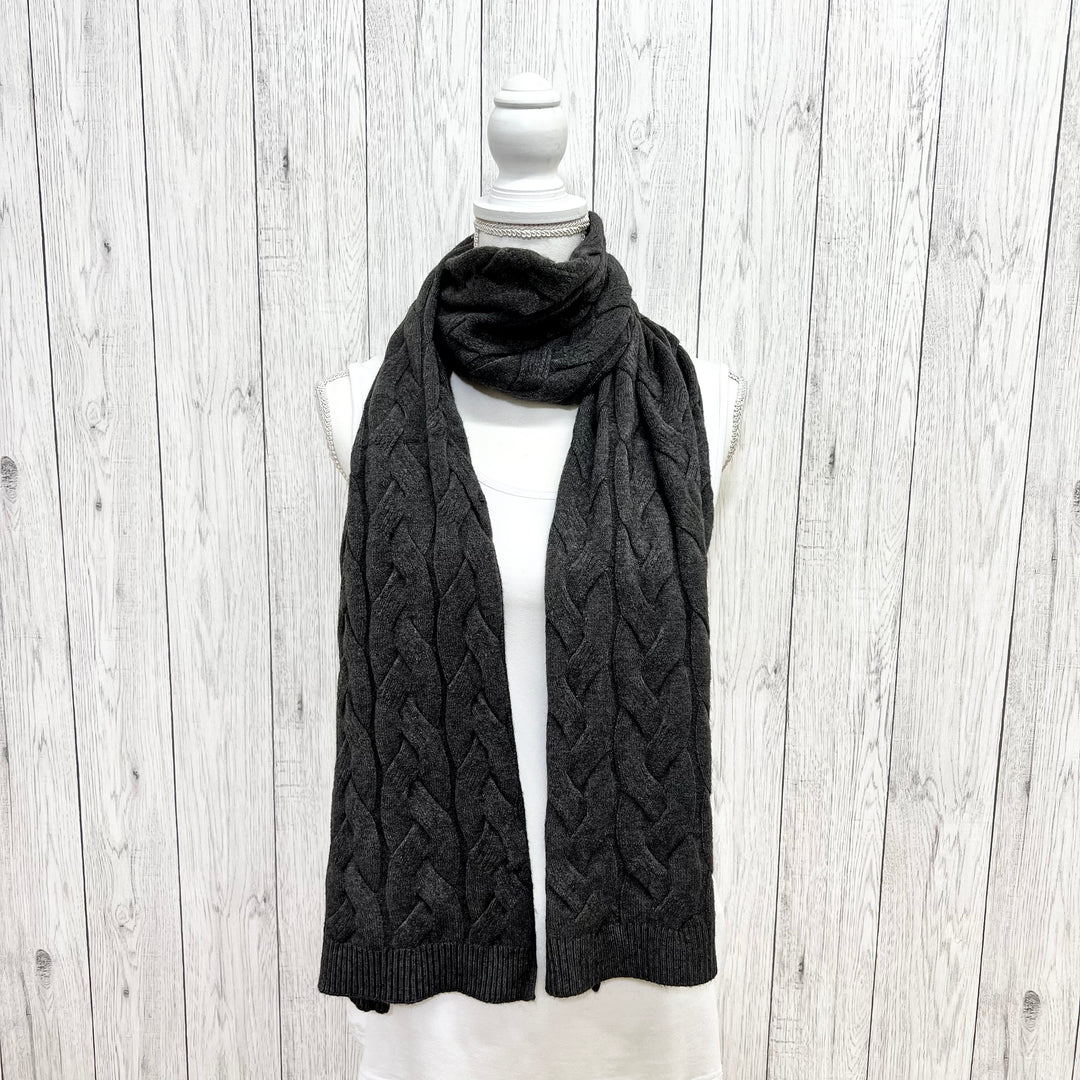 Cosmo Cable Knit Scarf Charcoal - Sugarplum Boutique