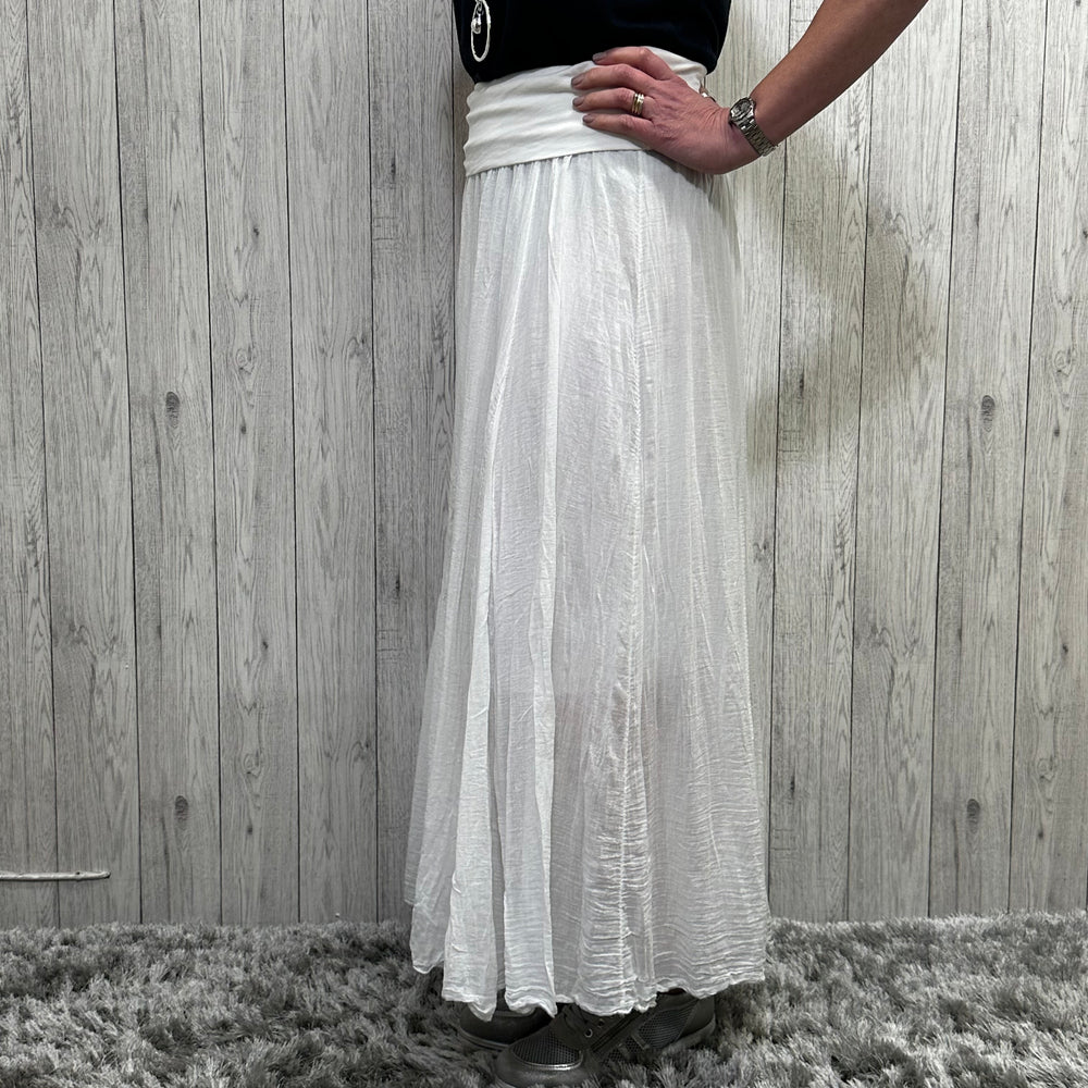 Caroline Cotton Maxi Skirt White - Sugarplum Boutique