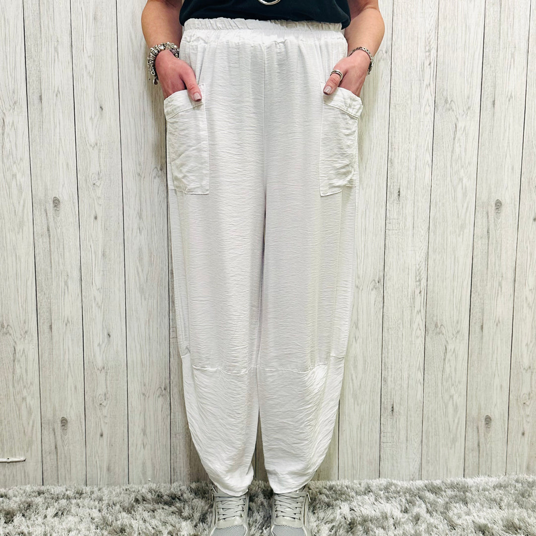 Lola Linen Mix Trousers White - Sugarplum Boutique
