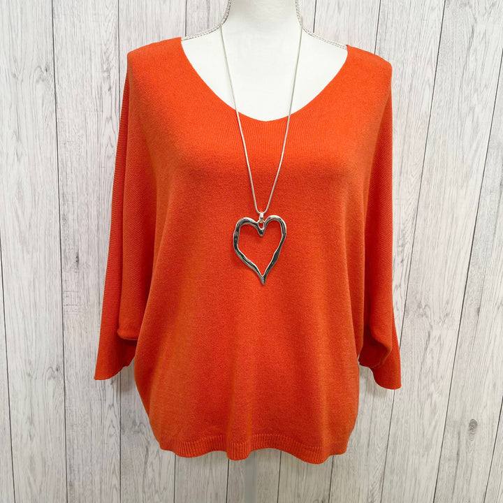 Fiona Fine Knit Jumper Orange - Sugarplum Boutique