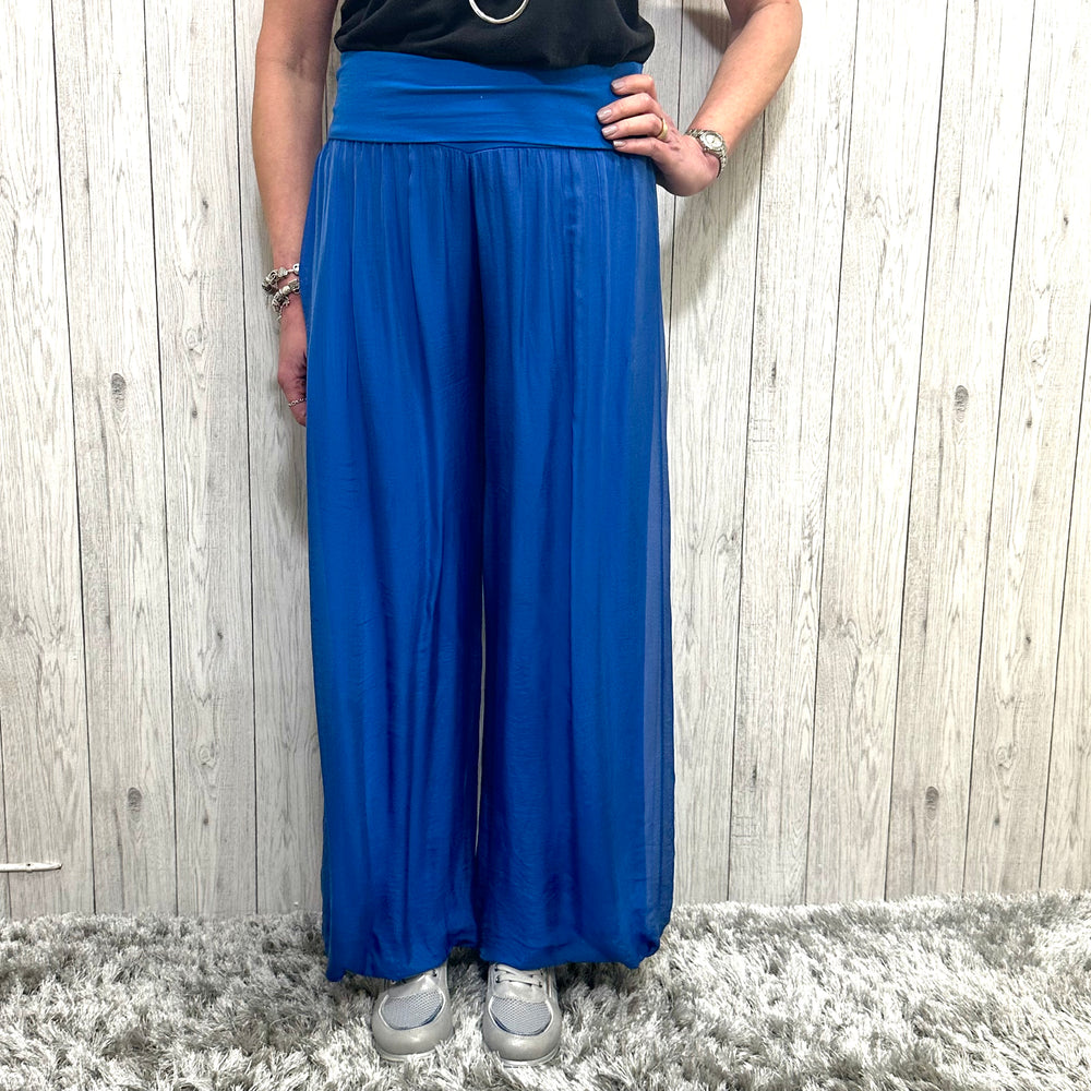 Suzie Silk Trousers Royal Blue - Sugarplum Boutique