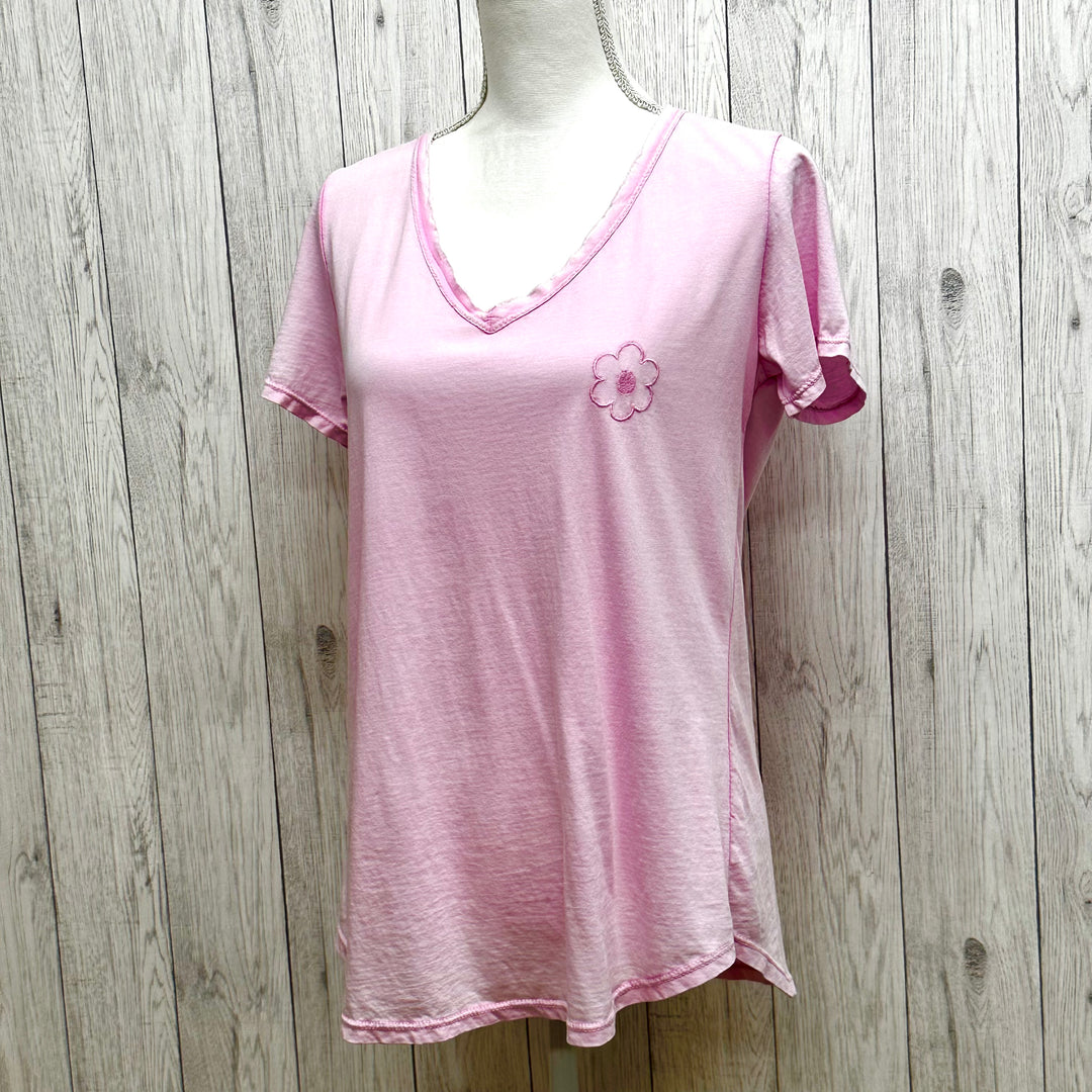 Daisy Cotton T-Shirt Pink - Sugarplum Boutique