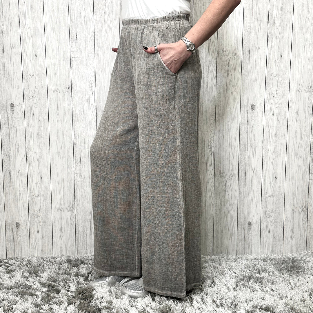 Tiffany Wide Leg Trousers Mocha - Sugarplum Boutique