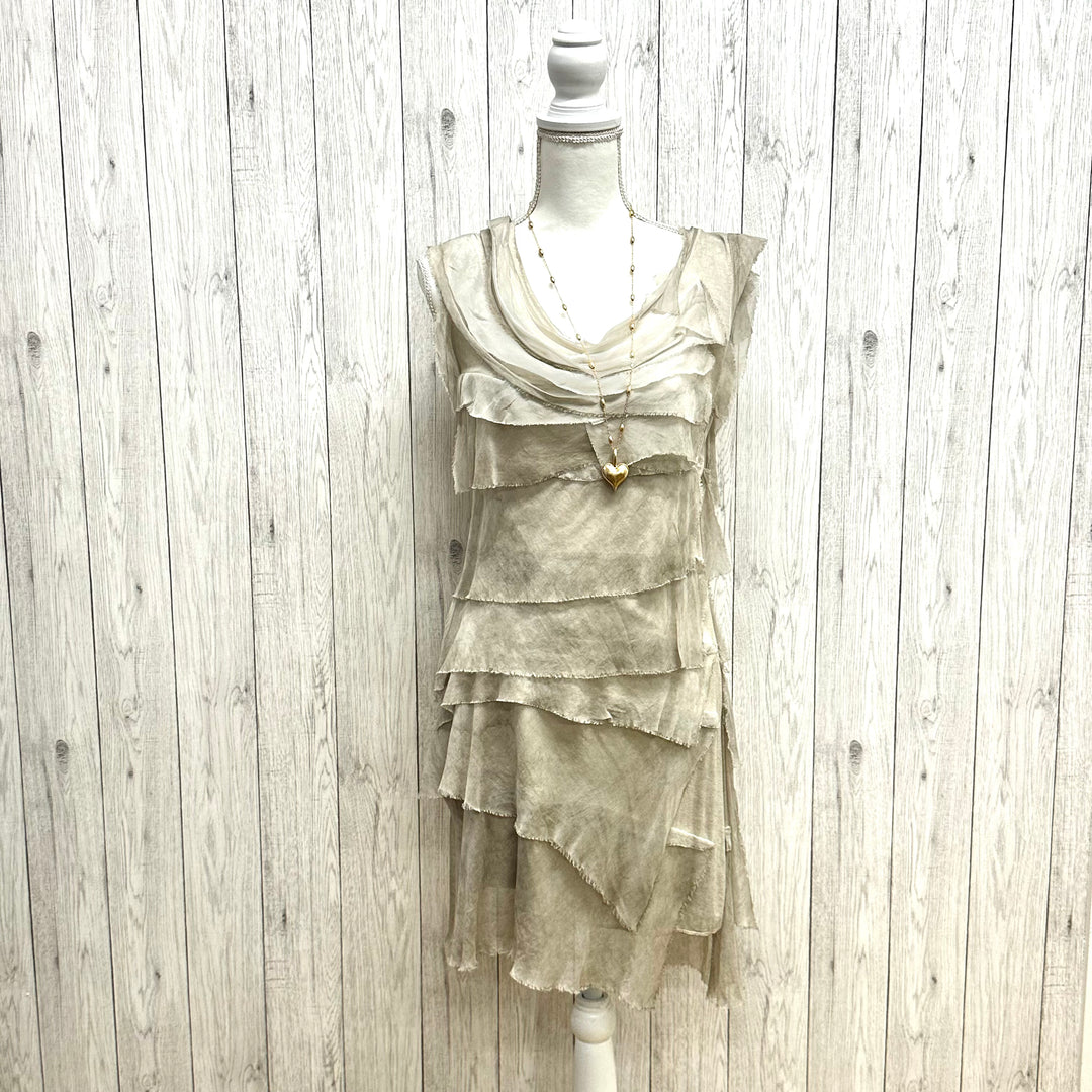 Remi Silk Tier Dress Stone - Sugarplum Boutique
