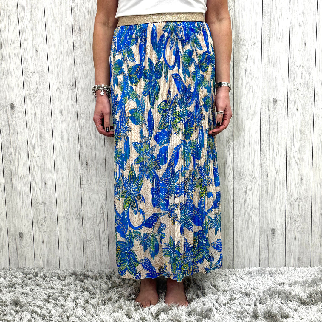 Blaise Pleated Skirt Royal Blue - Sugarplum Boutique