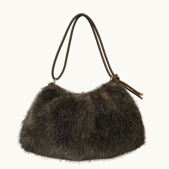 Gabby Chocolate Brown Faux Fur Handbag -  Sugarplum Boutique