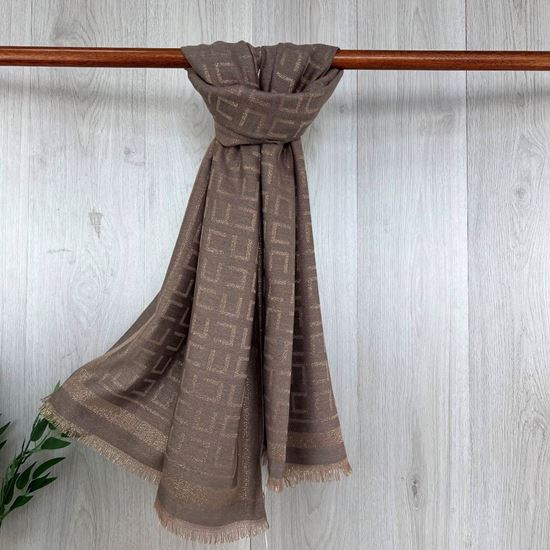 Geometric Style Winter Scarf Mocha Brown - Sugarplum Boutique