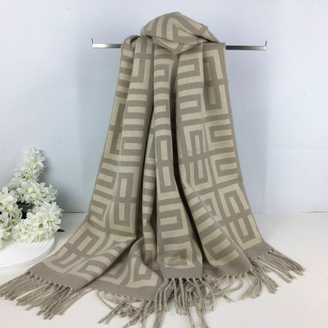 Georgia Geometric Mocha Brown Winter Scarf - Sugarplum Boutique