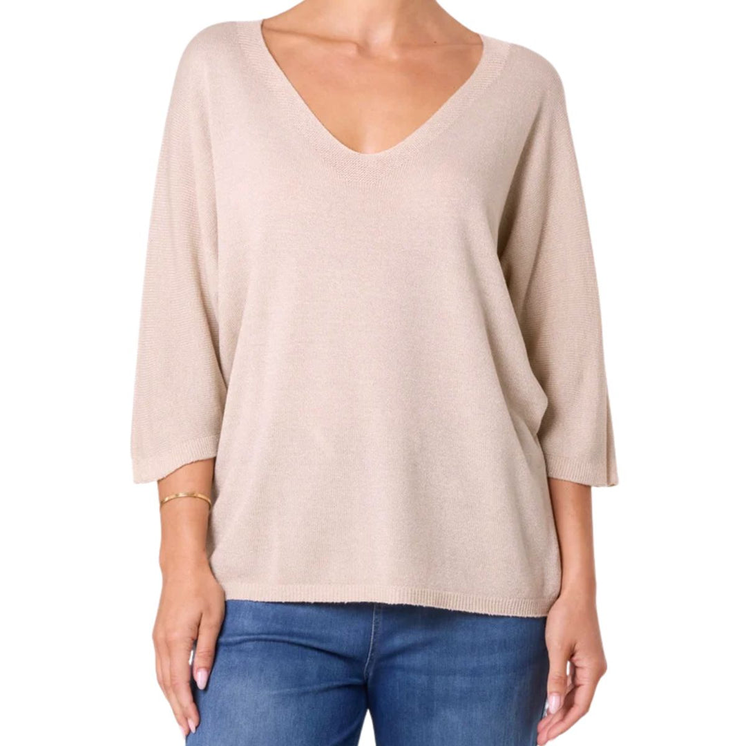 Ginny Glitter Stone V Neck Jumper - Sugarplum Boutique