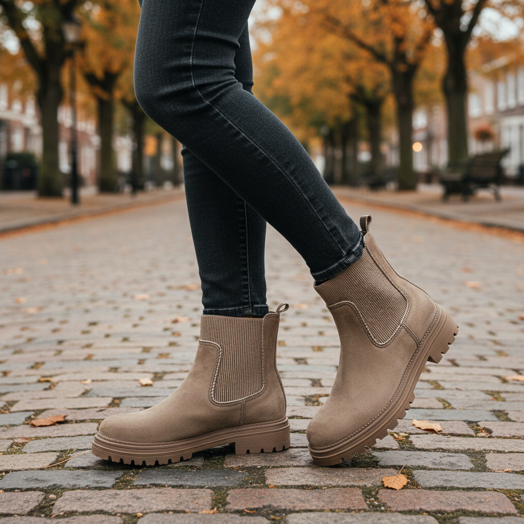 Giselle Mocha Brown Gold Foil Ankle Boot - Sugarplum Boutique
