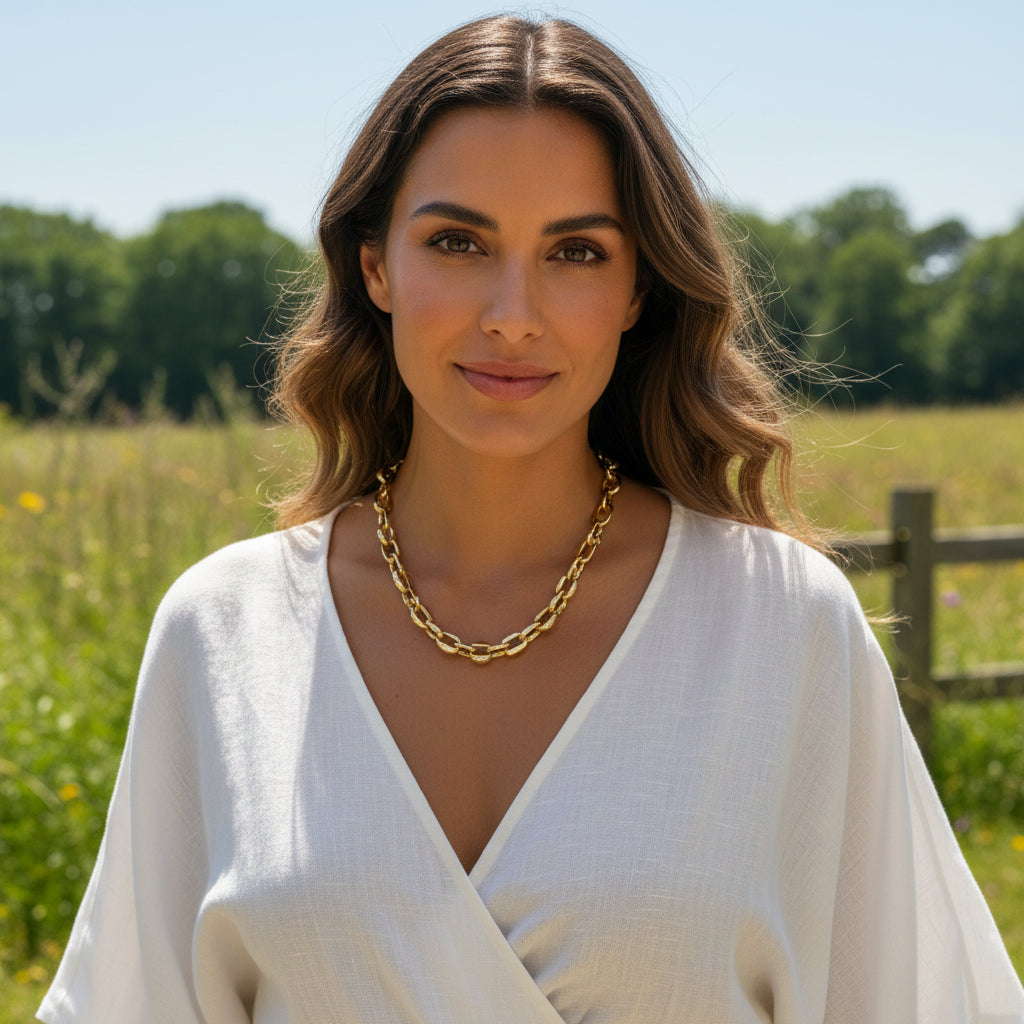 Gold Links Short Chain Necklace - Sugarplum Boutique