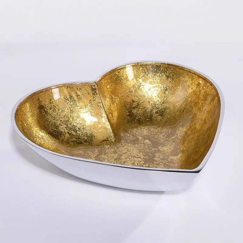 Enamel Recycled Large Heart Dish Gold - Sugarplum Boutique
