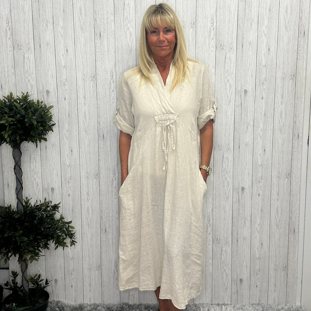 Goldie Linen Shift Dress Stone Sugarplum Boutique & Home Goldie Linen Shift Dress Stone Sugarplum Boutique & Home