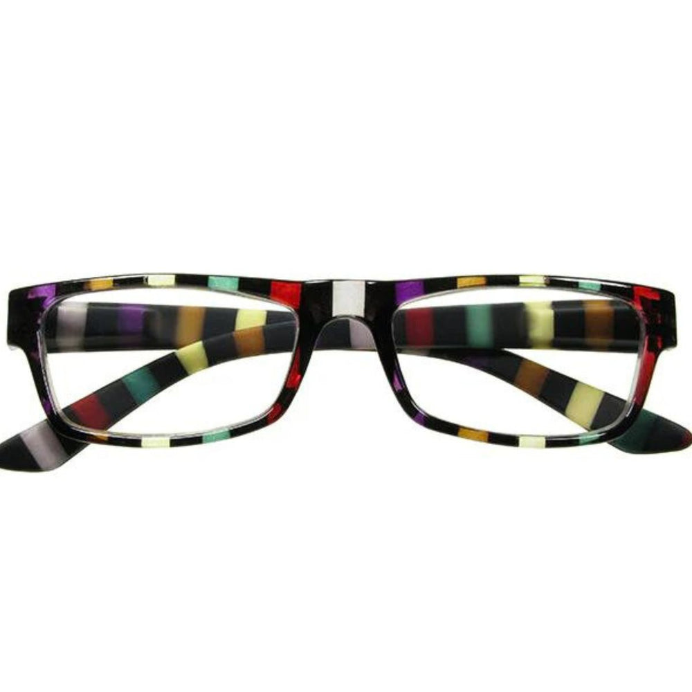 Goodlookers All Sorts Black Stripe Reading Glasses - Sugarplum Boutique