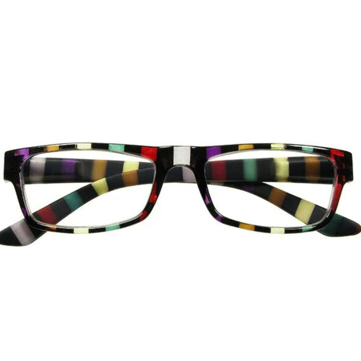 Goodlookers All Sorts Black Stripe Reading Glasses - Sugarplum Boutique