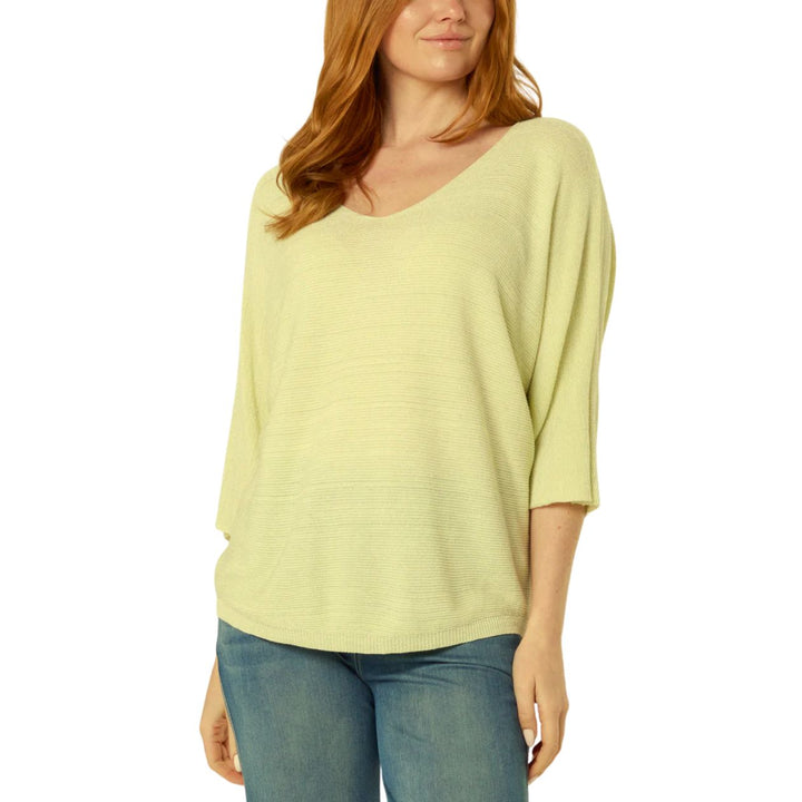 Gracie Lemon Yellow Glitter Lurex V Neck Knitted Top - Sugarplum Boutique