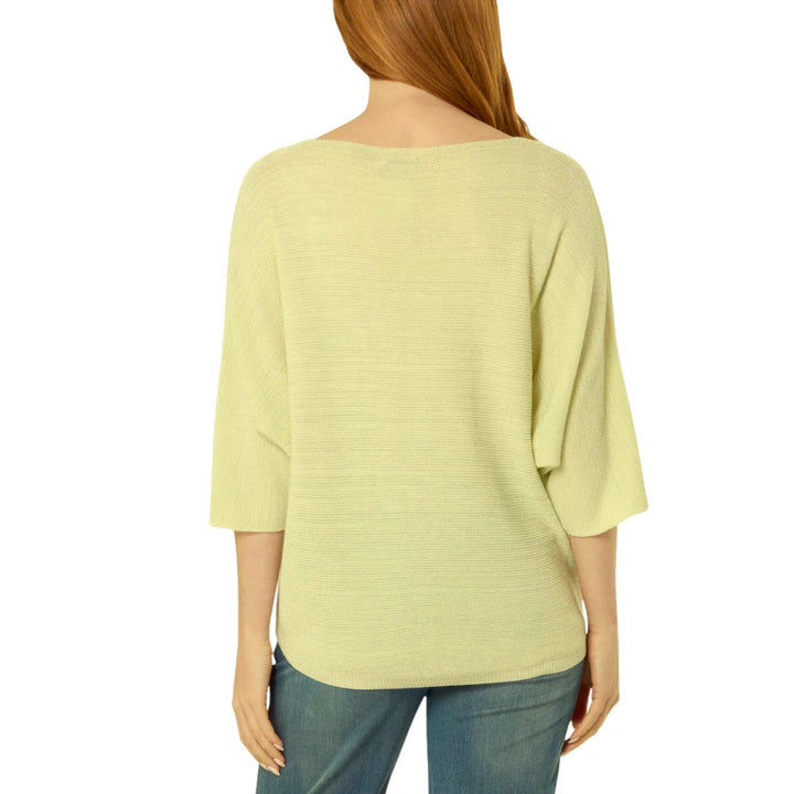 Gracie Lemon Yellow Glitter Lurex V Neck Knitted Top - Sugarplum Boutique