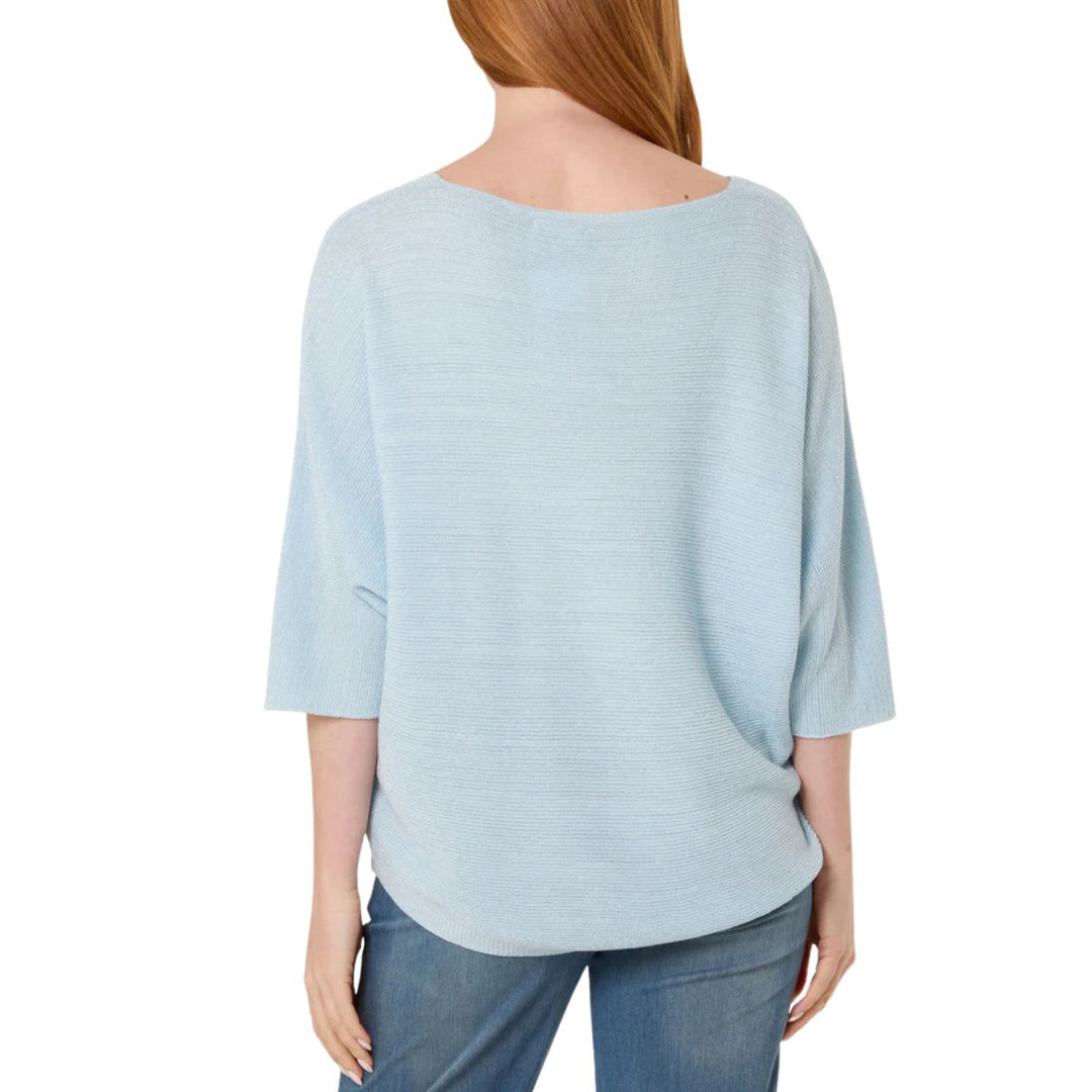 Gracie Light Blue Glitter Lurex V Neck Knitted Top - Sugarplum Boutique