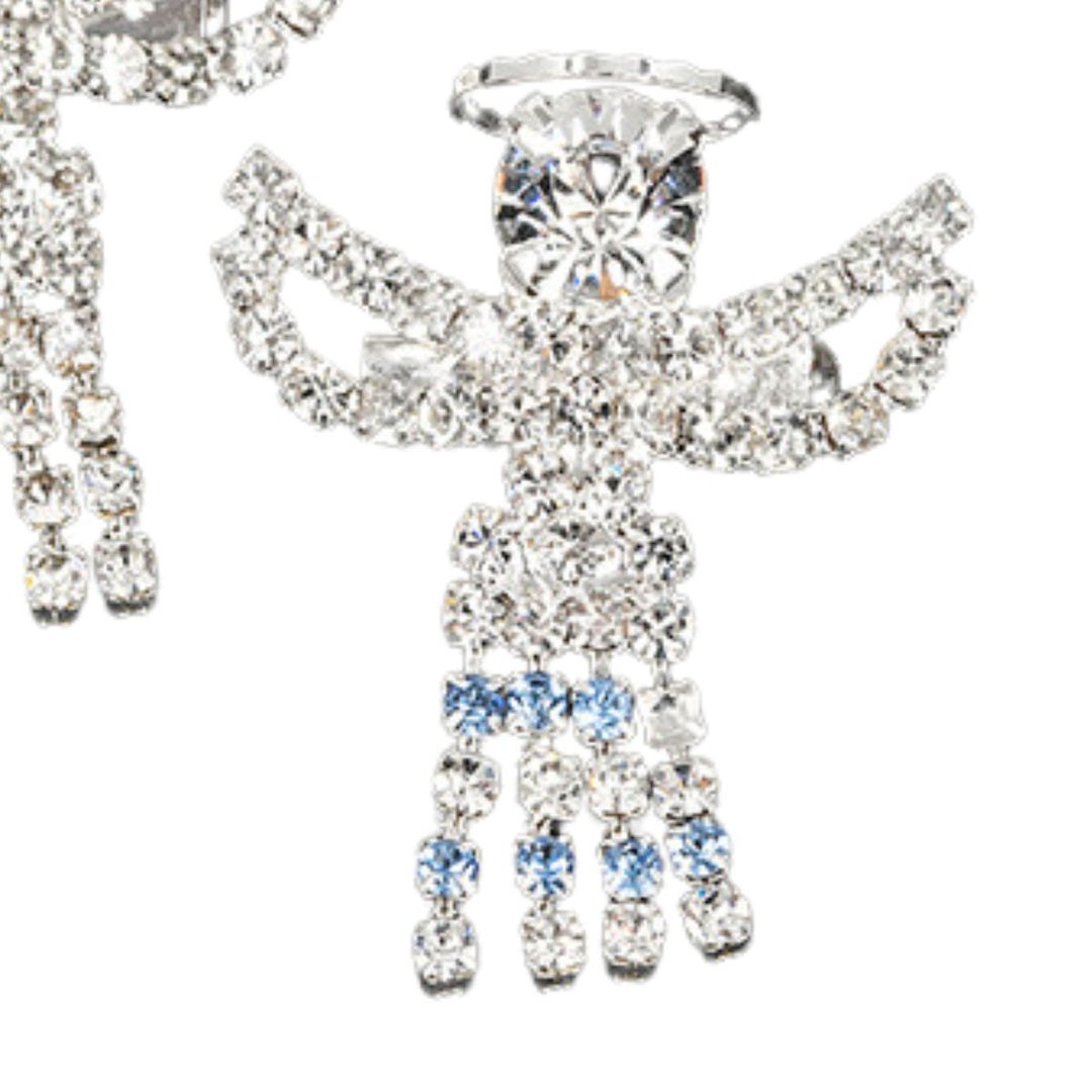 Guardian Angel Diamante Brooch Blue - Sugarplum Boutique