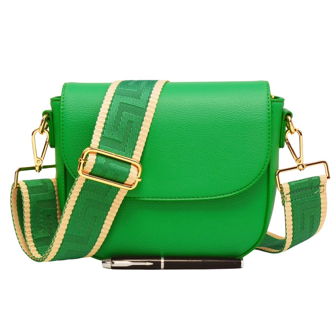 Half Moon Emerald Green Faux Leather Bag With Strap - Sugarplum Boutique