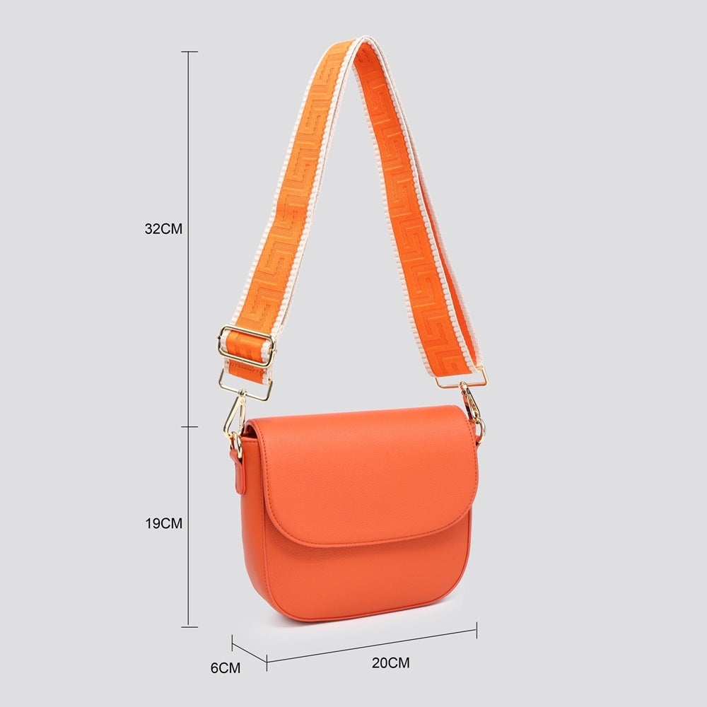 Half Moon Orange Faux Leather Bag With Strap - Sugarplum Boutique