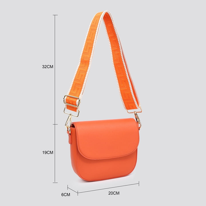 Half Moon Orange Faux Leather Bag With Strap - Sugarplum Boutique