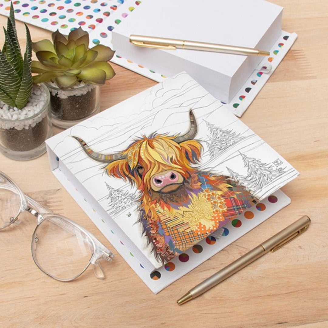Hamish Highland Bug Art Cow Memo Pad With Pen - Sugarplum Boutique