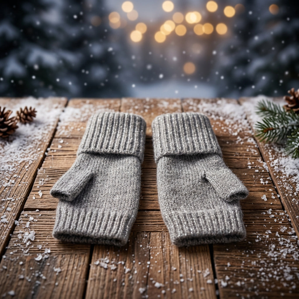 Hampton Wool Mix Stone Sparkle Fingerless Gloves - Sugarplum Boutique