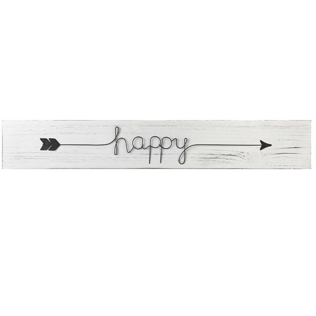 Hanging 'Happy' Sign White - Sugarplum Boutique