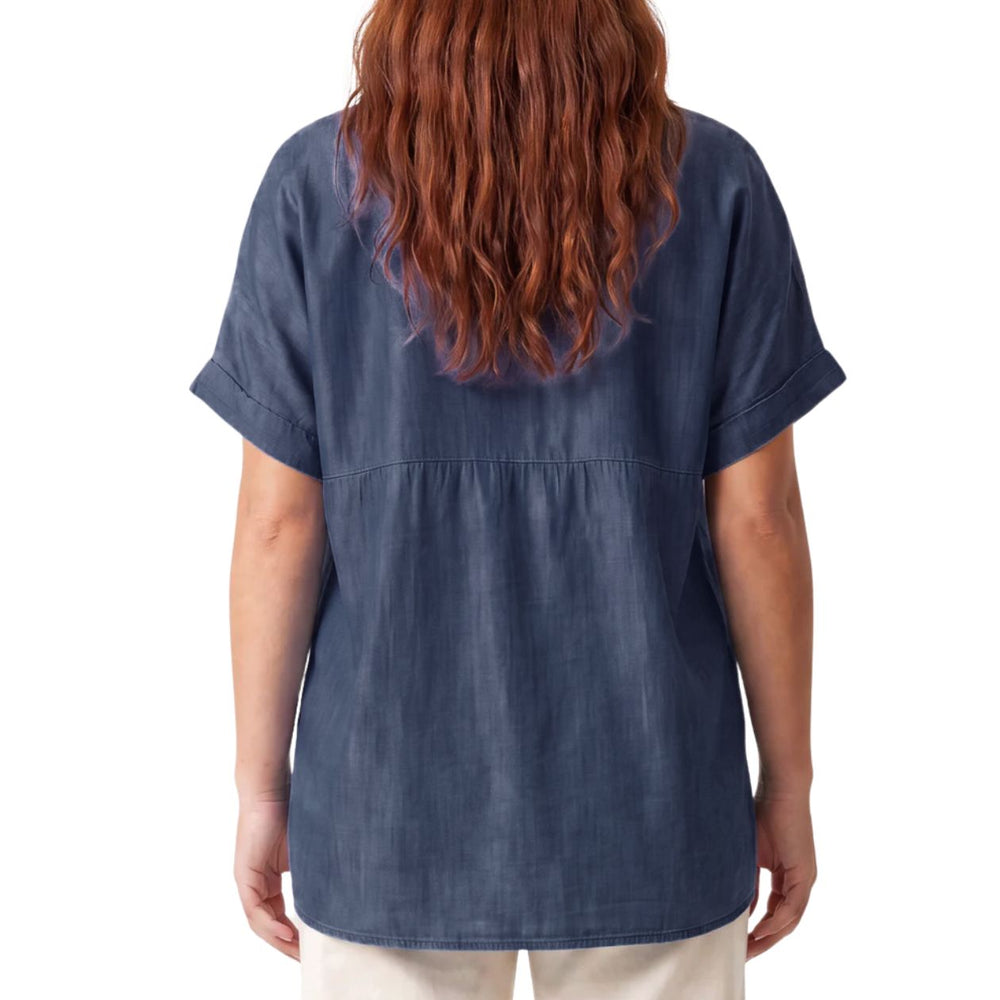 Harvey Dark Denim Relaxed Fit Top - Sugarplum Boutique