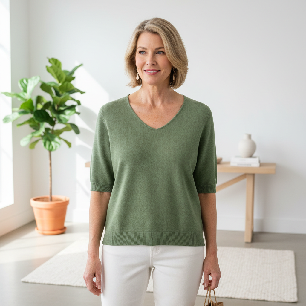 Hazel Sage Green Short Sleeve Jumper - Sugarplum Boutique