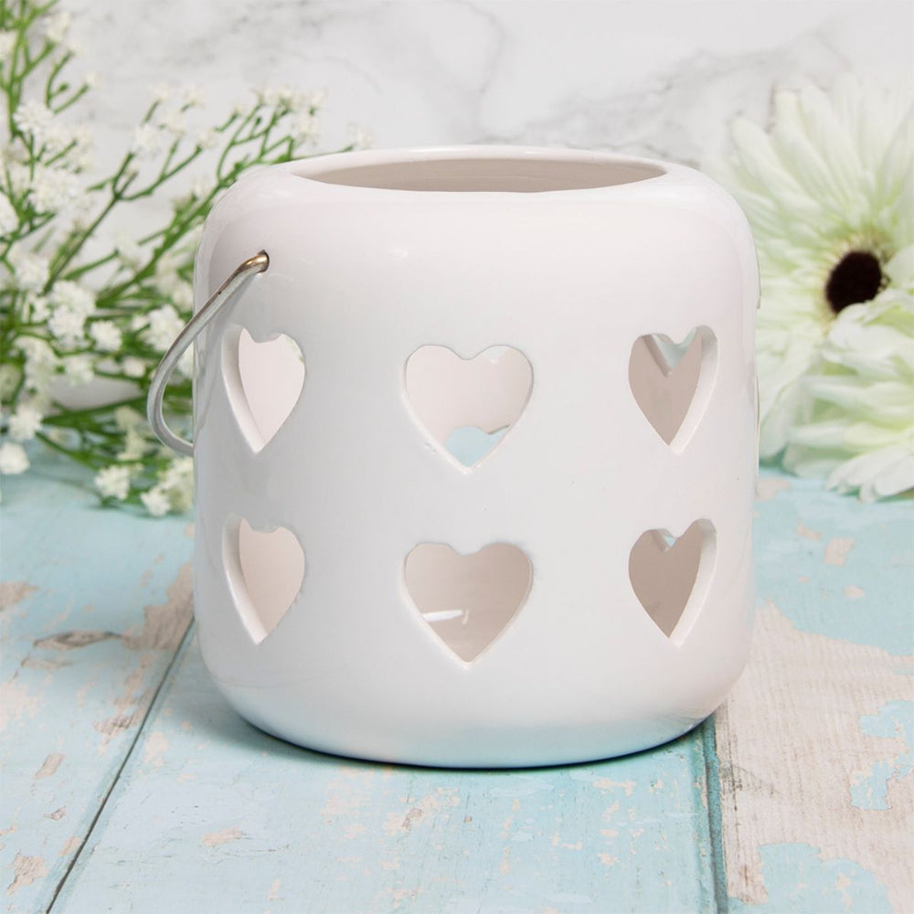 Heart Ceramic Lantern White - Sugarplum Boutique