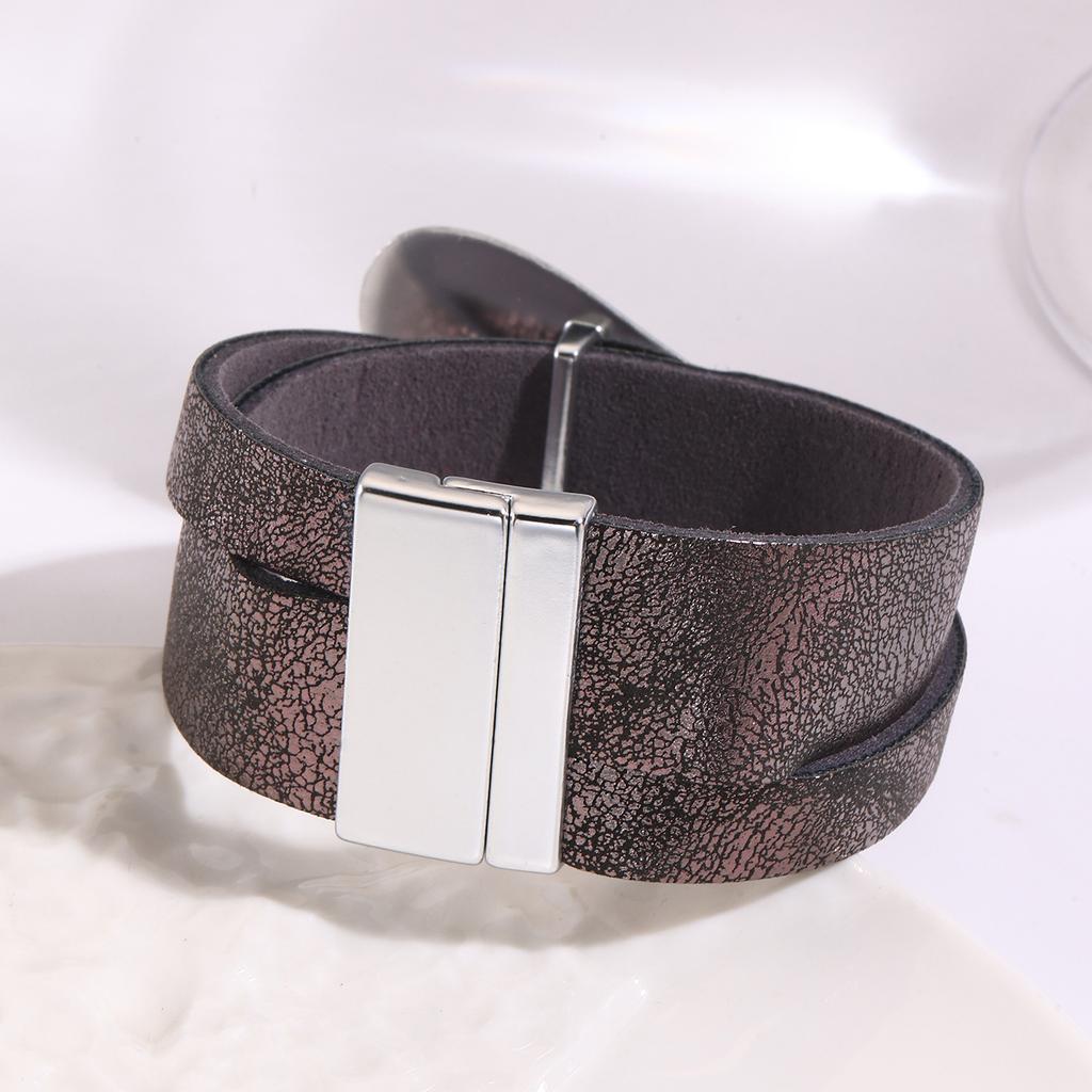 Heart Leather Bracelet Magnetic Grey - Sugarplum Boutique