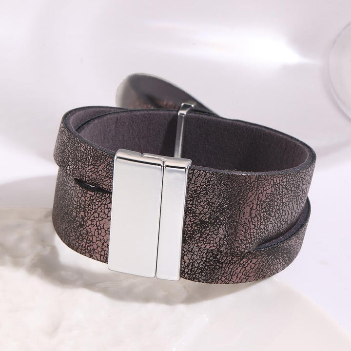 Heart Leather Bracelet Magnetic Grey - Sugarplum Boutique