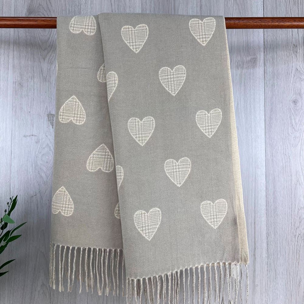 Heart Tassel End Winter Scarf Stone  Sugarplum Boutique