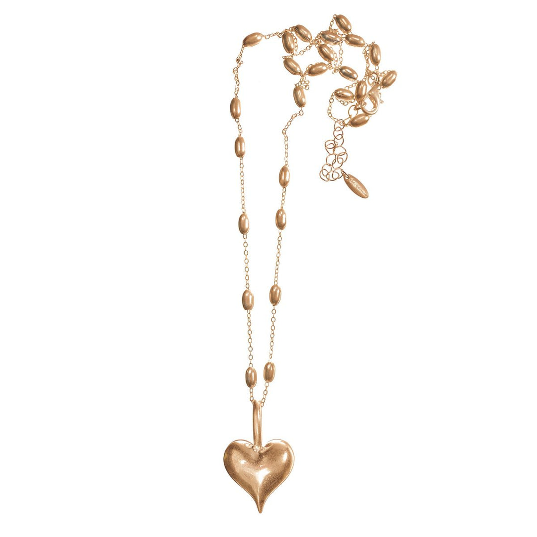 Heavenly Heart Long Gold Necklace - Sugarplum Boutique