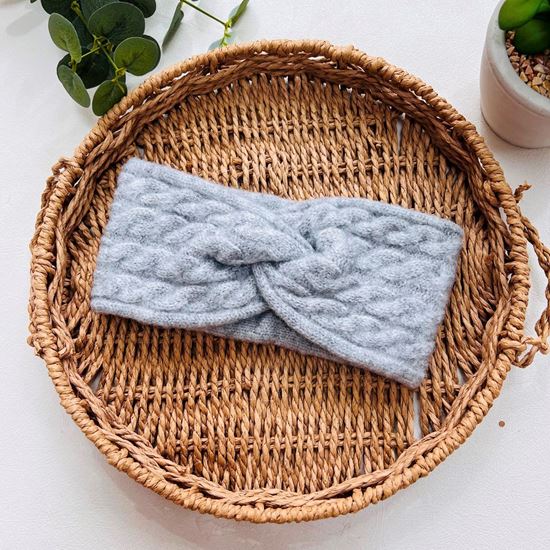 Helen Cable Knit Headband Light Grey - Sugarplum Boutique