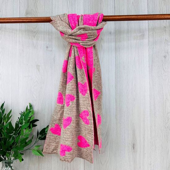 Helen Heart Print Winter Scarf Stone - Sugarplum Boutique