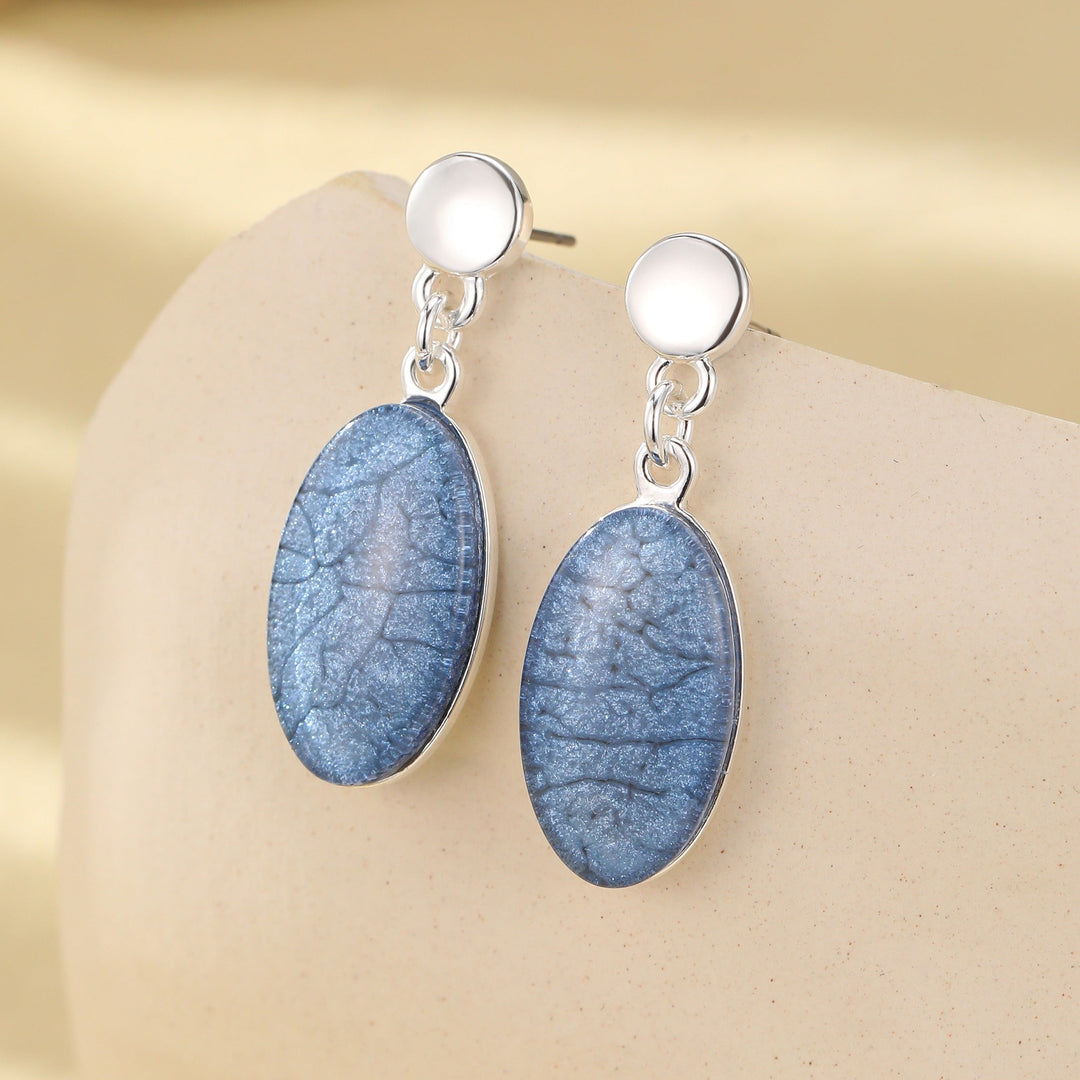Henley Blue Stone Oval Drop Earrings - Sugarplum Boutique