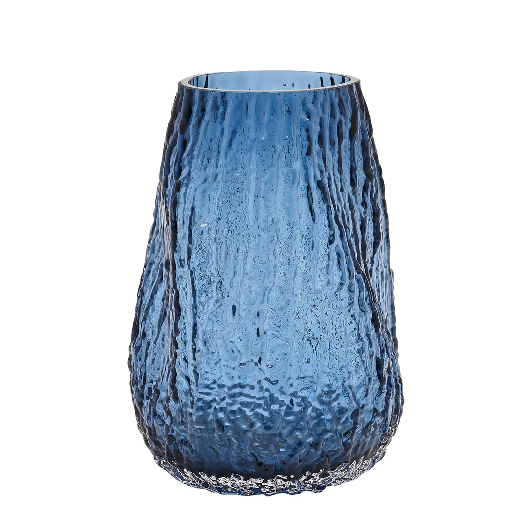 Hestia Blue Fluid Textured Glass Vase - Sugarplum Boutique