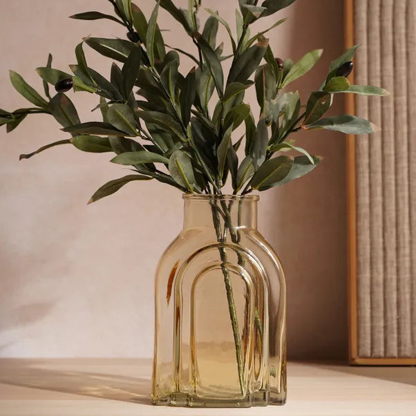 Hestia Glass Vase Amber - Sugarplum Boutique