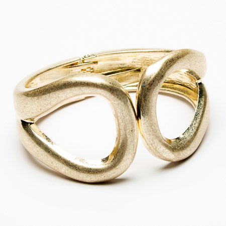 Hula Hinged Gold Double Offset Oval Bangle - Sugarplum Boutique