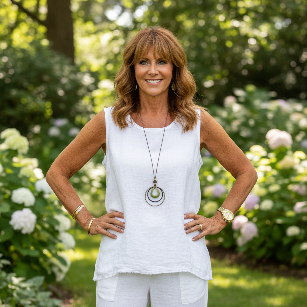 Lili Cotton Linen Mix White Sleeveless Necklace Top