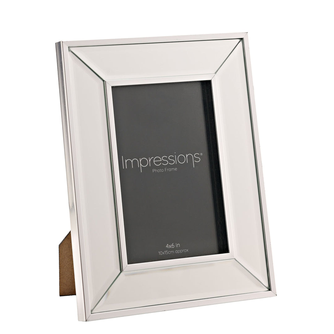 Impressions Mirror Photo Frame Silver Border Corner Bevel - Sugarplum Boutique